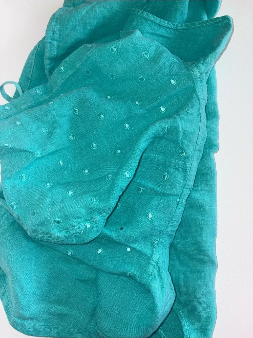 Linen Hooded Beach Cover-Up in Turquoise